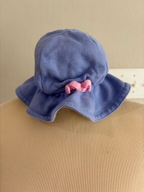 Isaac Mizrahi light blue with pink bow floppy hat One Size Toddler GUC